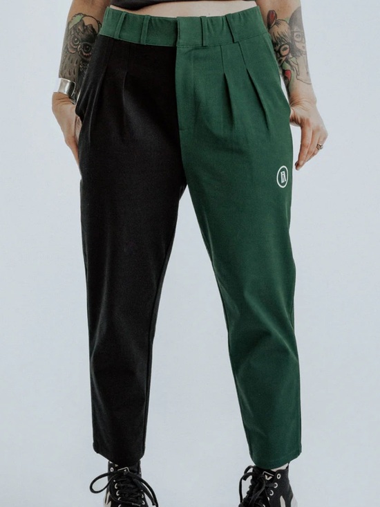 Fore All Pants - Fore All Laura High Waist Cropped Golf Trousers Green Black Color Block